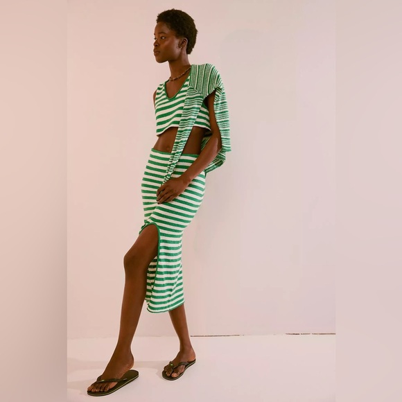 NWT FREE PEOPLE Bailey 3Pc Sweater Set Tennis Green Fairway Combo XL SOLD OUT - Picture 1 of 5